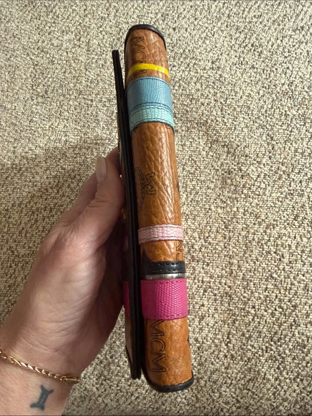 MCM Cognac Visetos Continental Wallet with Colorful Stripe Accents - Picture 5 of 11